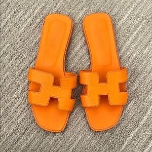 Hermes Bright Orange Sandals